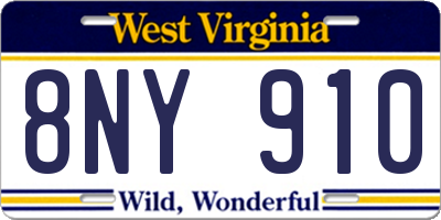 WV license plate 8NY910