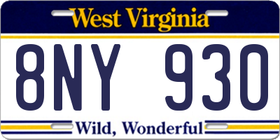 WV license plate 8NY930