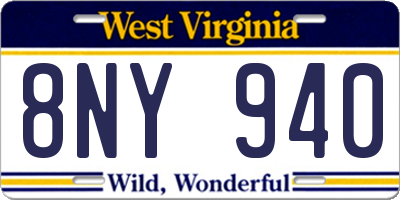 WV license plate 8NY940