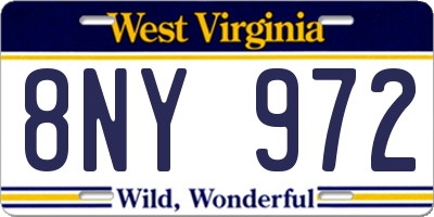 WV license plate 8NY972