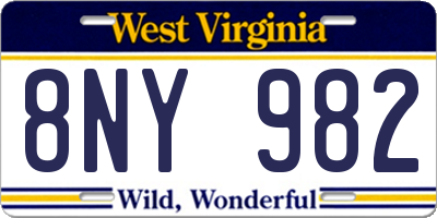 WV license plate 8NY982