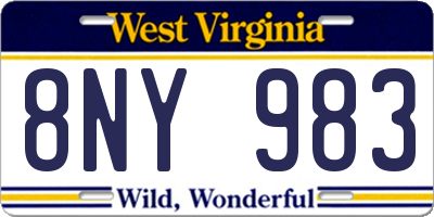 WV license plate 8NY983