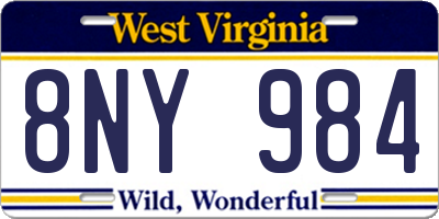 WV license plate 8NY984