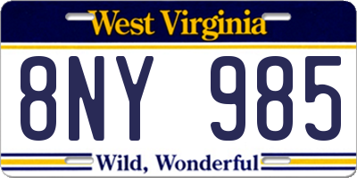 WV license plate 8NY985