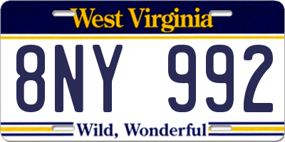 WV license plate 8NY992