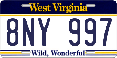 WV license plate 8NY997