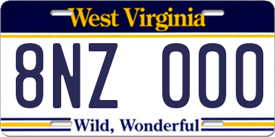 WV license plate 8NZ000