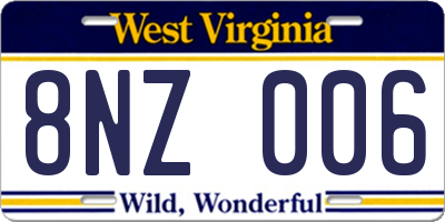 WV license plate 8NZ006