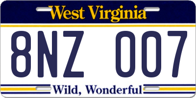 WV license plate 8NZ007