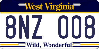 WV license plate 8NZ008