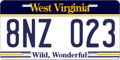 WV license plate 8NZ023