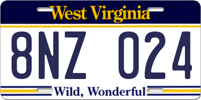WV license plate 8NZ024