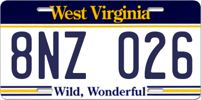 WV license plate 8NZ026