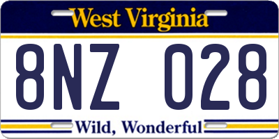 WV license plate 8NZ028