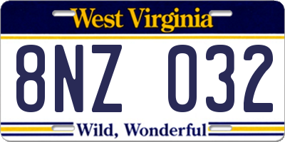 WV license plate 8NZ032