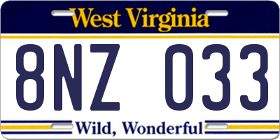 WV license plate 8NZ033