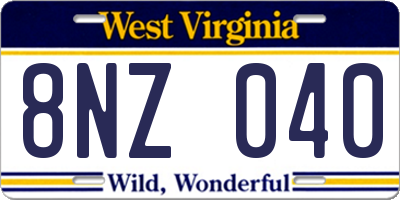 WV license plate 8NZ040