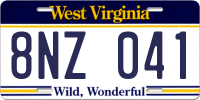 WV license plate 8NZ041