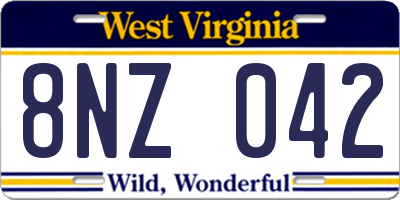 WV license plate 8NZ042