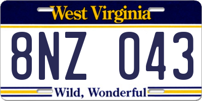 WV license plate 8NZ043
