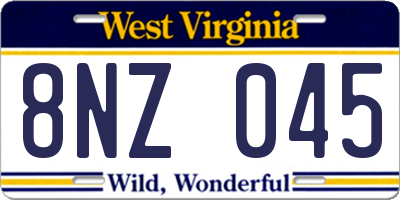WV license plate 8NZ045