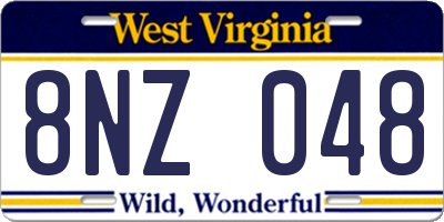 WV license plate 8NZ048