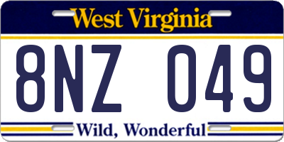 WV license plate 8NZ049