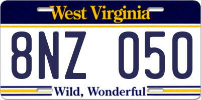 WV license plate 8NZ050