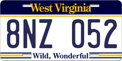 WV license plate 8NZ052