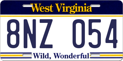 WV license plate 8NZ054