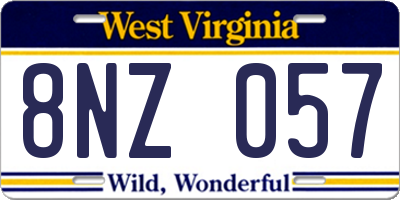 WV license plate 8NZ057