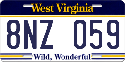 WV license plate 8NZ059