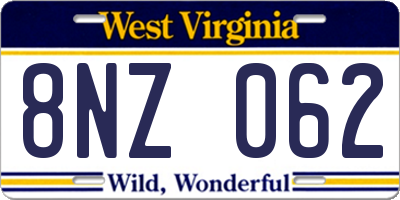 WV license plate 8NZ062