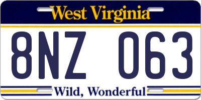 WV license plate 8NZ063