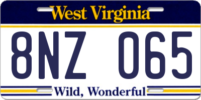 WV license plate 8NZ065