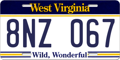 WV license plate 8NZ067