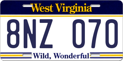 WV license plate 8NZ070