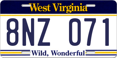 WV license plate 8NZ071