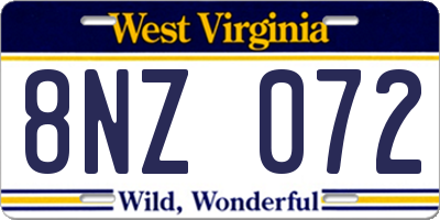 WV license plate 8NZ072