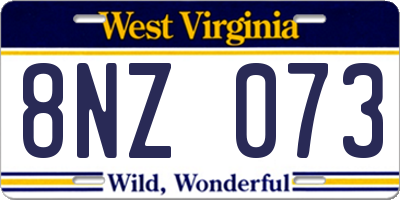 WV license plate 8NZ073