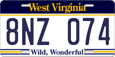 WV license plate 8NZ074