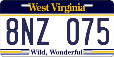 WV license plate 8NZ075