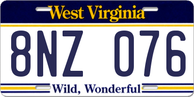 WV license plate 8NZ076