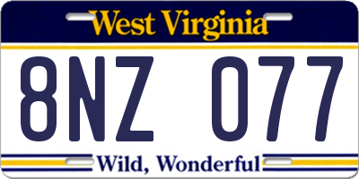 WV license plate 8NZ077