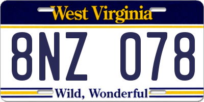 WV license plate 8NZ078