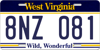 WV license plate 8NZ081