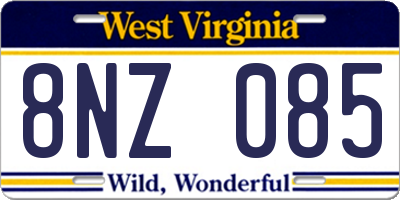 WV license plate 8NZ085