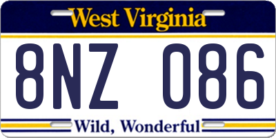 WV license plate 8NZ086