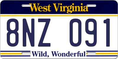 WV license plate 8NZ091