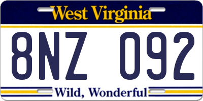 WV license plate 8NZ092